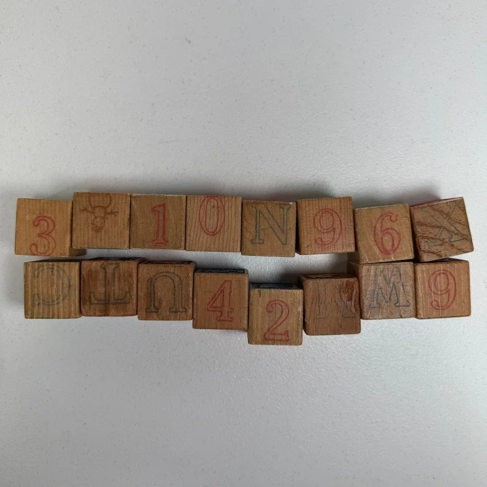 Disney Vintage Wooden Alphabet Blocks Mickey Dumbo Tinker Bell 16pc Set Nursery